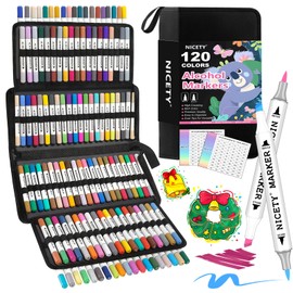 120 Colors Alcohol Markers Brush Tip Set, Dual Tip Art Marker Set Perfect for Coloring, Sketching, Drawing, Card Making and Illustration, Alcohol Based Markers Perfect for Artists Adults and Kids
