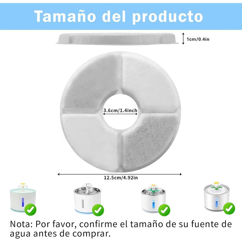 6 PCS Filtros para Fuente de Gatos con Resina y