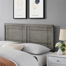 Pemberly Row Queen Modern Rubberwood and MDF Headboard in Gray