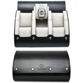 M Mirage Luxury Travel 6 Watch Display case Organizer - Jade Black & Ivory White