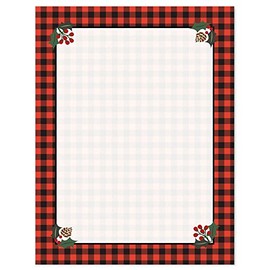 Buffalo Plaid Christmas Stationery â for Holiday Letters, Hand-Written Notes, 25 Sheets, 8Â½ x 11 Inches, Printer Compatible, 70# Text Opaque Paper