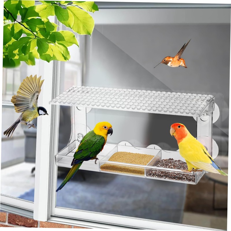 Mipcase Clear Window Bird Feeder with Suction Grip Sturdy and