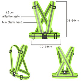 Comidox Reflective Vest with Hi Vis Bands, Fully Adjustable & Multi-Purpose: Running, Cycling, Motorcycle Safety, Dog Walking - High Visibility Neon Green 1PCS