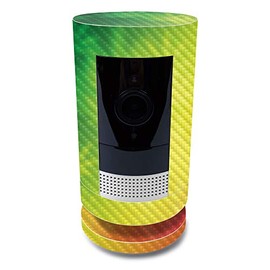 MightySkins Carbon Fiber Skin for Ring Stick Up Cam Battery - Rasta Rainbow | Protective, Durable Textured Carbon Fiber Finish | Easy to Apply, Remove, and Change Styles | Made in The USA