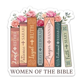 (3PCs) Women of The Bible Books and Flowers Sticker, Christian Faith Sticker, Religious Scripture Quotes Vinyl Waterproof Stickers for Laptop Water Bottle Notebook Tumbler Bible Journal (3 Inches)