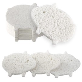 Spunspon Scratch-Free Multipurpose Dish Sponge - Natural Cellulose Sponges for Makeup Remove and Car Cleaning - Stain & Odor Resistant Kitchen Sponge (50 - Count, White)