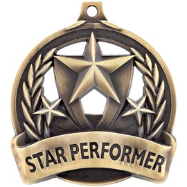Crown Awards Bulk Star Performer Medals -2" and 5 Per Pack-Great for Scholastic, Academics, Achievement, Performace
