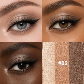 Erinde Barra de Sombra de Ojos con Purpurina y Degradado de 3 Colores | Sombra de Ojos Mate en Crema, Larga Duración Resistente al Agua, Acabados Mate