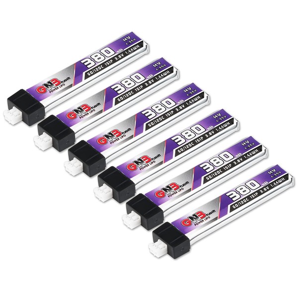 GAONENG 6pcs 380mAh 60C 1S LiPo Battery 3.8V/4.35V LiHv Battery with JST-PH 2.0 Connector for UZ65 Tiny Whoop Micro FPV Racing Drone