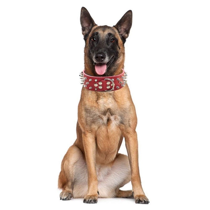 haoyueer Spiked Leather Dog Collar Bullet Rivets Studded 2 Inch