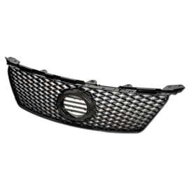 TLAPS 7422452431486 Compatible With 2006-2008 Lexus IS250 / IS350 Glossy Black IS-F Sport Mesh Front Bumper Grill Grille With Emblem Base