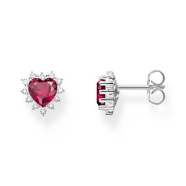 Thomas Sabo Romance H2315-013-10 Women's Heart Stud Earrings Red Silver, Sterling silver, Cubic Zirconia Created Ruby Zirconia