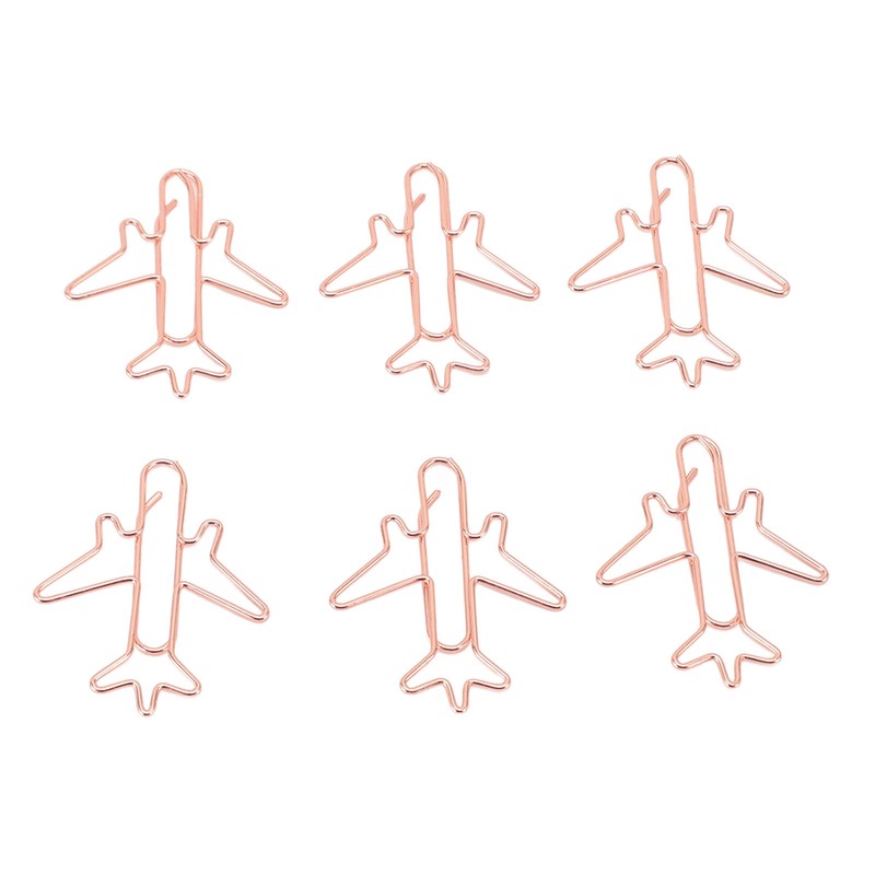 80pcs Airplane Shaped Paper Clips Rose Gold Prevent Rust Plane
