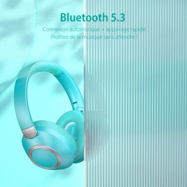 Lankey Sound Wireless Bluetooth Headphones with Active Hybrid Noise Reduction, 100 Hours Playtime, Bluetooth 5.3, Hi-Fi Audio, Lightweight & Foldable, Travel/Work/Home, Tiffany Blue