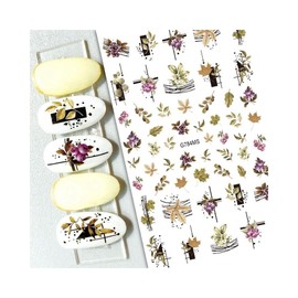 Maple Fall Leaf Nail Sticker Thanksgiving Hawthorn Frame Lines G784Ms Nail Wraps Art Stickers Manicure Supplies for Women for Home Nails Full Long Lasting Easy Apply and Remove