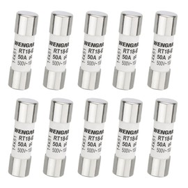 Wengart AC Cylinder Ceramic Fuse RT18-63 (RO16) 50A 10pcs 14x51mm AC 500V 100kA, Suitable for Household Appliances, Industrial Equipment, Building Electrics