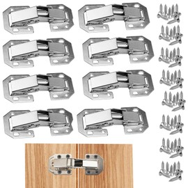 BOBOZHONG Screw-On Hinge, Pack of 8 Hinges, Cabinet Door, Hinges Opening Angle 90°, Kitchen Cabinet Door, Furniture Hinges, Cabinet Hinges, Cupboard Door Corner Stop, 77 mm x 32 mm