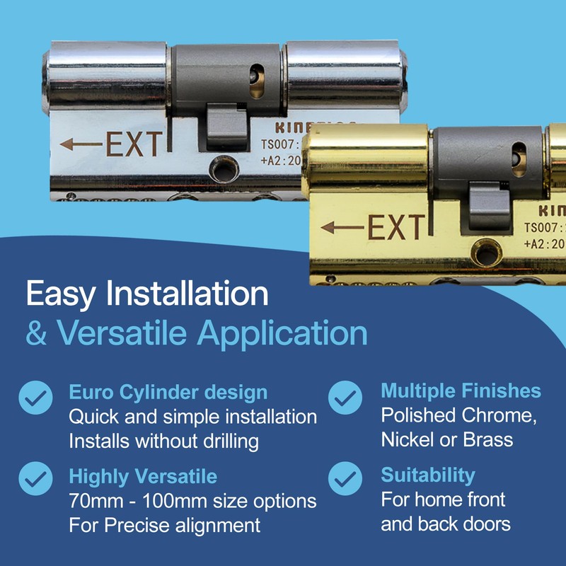 UAP Kinetica+ K4 3* Kitemarked Horizontal Euro Double Key Cylinder