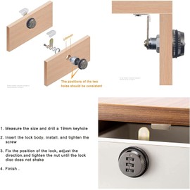 2pcs Combination Cam Lock, Black 3 Digit Password Coded Lock Keyless Combination Cam Lock Security Locks Zinc Alloy for Mailbox Drawer Locker 30mm/1.18"