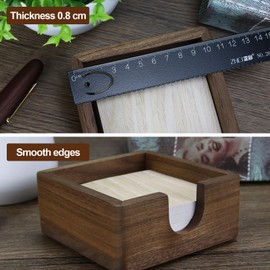 Buqoo Sticky Note Holder, North American Black Walnut Wood Self Stick Note Pad Holder, 4 x 4 Post It Memo Pad Note Dispenser Desk Organizer Suitable for Home School Office Desk Supplies Accessories