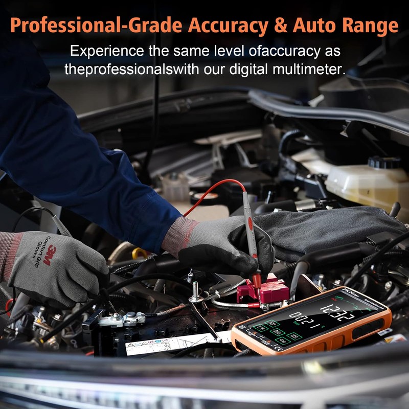 FKM Pro Digital Multimeter Tester,Compact & Rechargeable Voltmeter w/ 5″