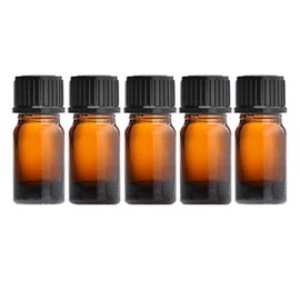 NAGOMIAROMA Natural Shop Nagomi Blackout Bottle, Aroma Oil Bottle, 0.2 fl oz (5 ml), Amber, Set of 5, Black Cap, Vertical Dropper, Storage, Container, Divided