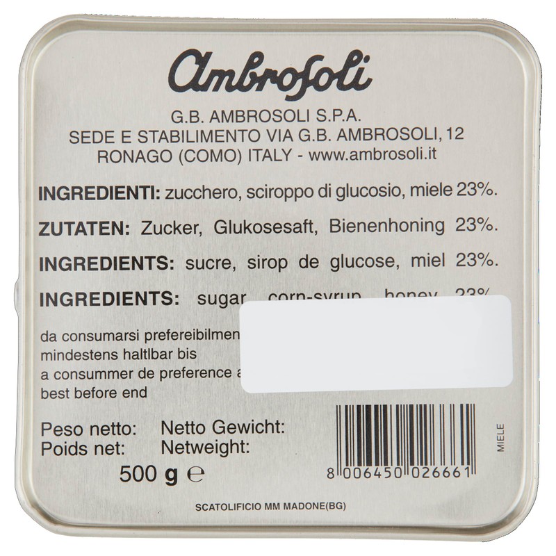 Ambrosoli Scatola di latta Liberty gr.500 caramella al miele