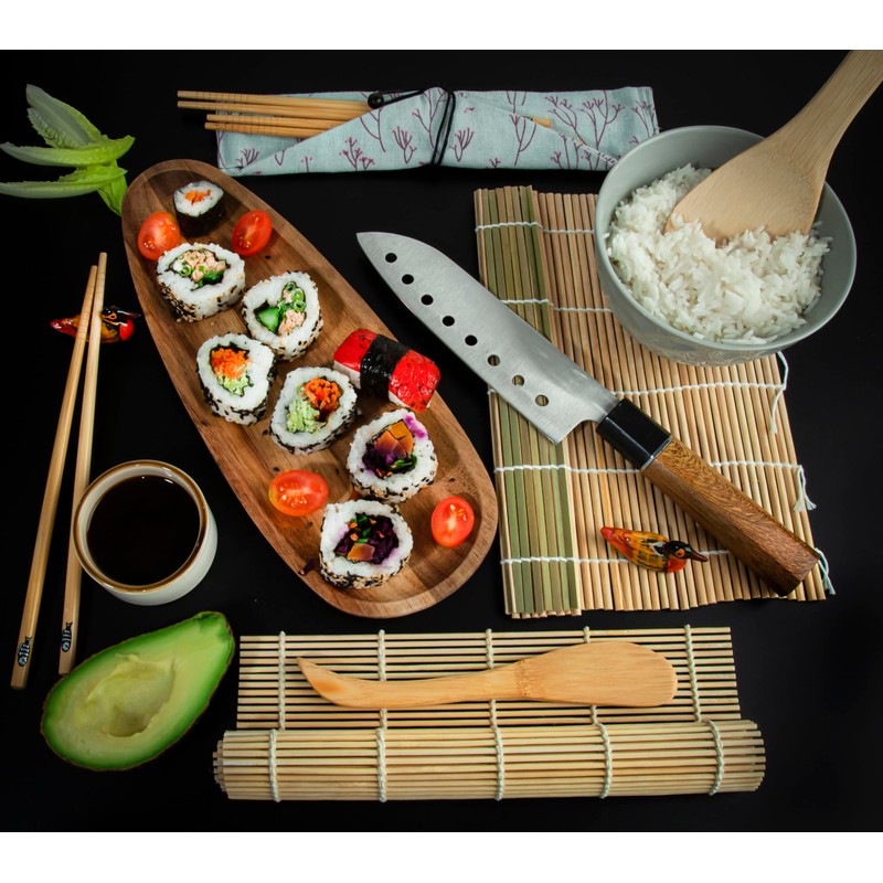 Sushi Making Kit 16 Pcs - Bamboo Sushi Rolling Mat