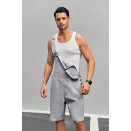 Runcati Mens Casual Bib Overall Shorts Lightweight Cotton Loose Fit Denim Jumpersuit Walkshort Pockets Rompers