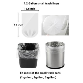 160pcs Small Trash Bags 1.2 Gallon Small Clear Garbage Bags Strong, Leakage-Free,Unscented Thick for Bathroom, Office, Kitchen Waste Basket 3-6 Liter Waste Bins (Clear 1.2 Gallon, 160 count)