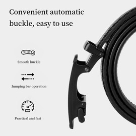 Amexo Men's Automatic Leather Belt without Holes Adjustable Work Belt with Automatic Buckle Men's Leather Belt with Ratchet for Men Business Suit Wide 35 mm, Size Adjustable, black