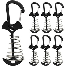 fogman Wood Deck Pegs Deck Pegs Anchor Pegs Tent Anchor Pegs with Carabiner Set of 6 (Black)