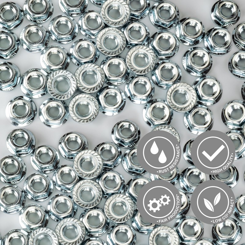 50 x Flange Nuts with Locking Toothing M5 - Serrated