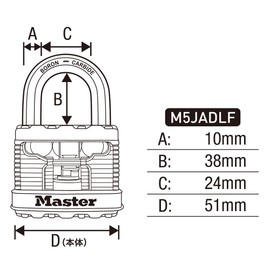 Master Lock M5JADLF Padlock, Keyed, Professional Specifications, Rustproof, Outdoor, High Security, Main Body Width 2.0 inches (51 mm), Inner Diameter 1.5 inches (38 mm), Security Security