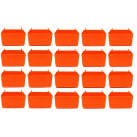 JSP Manufacturing Small Plastic Orange Pegboard Storage/Part Bins (20)