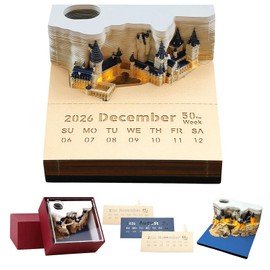 3D Calendar 2026 Memo Pad with Lights, DIY Tear-Away Desk Calendar, Creative Craft Sticky Notes for Home Office Decor