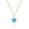 CANDYFACNY Heart Enamel Pendant Necklace for Women Gold Plated Love