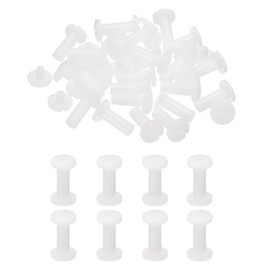 PATIKIL 15mm Chicago Screws 20 Sets Plastic Chicago Screw Slotted Head Binding Post 5.5mm OD Screw Bolts Leather Rivets Fasteners Connectors White Leather Belt Scrapbooking Photo Album