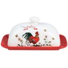 Sizikato Classic Porcelain Butter Dish with Lid, Beautiful Rooster Pattern