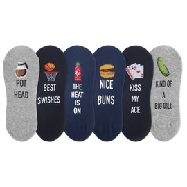 Hot Sox mens Fun Crew Socks - 6 & 8 Pair Packs - Cool & Funny Novelty Gifts, Liners (6 Pairs), 6-12