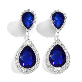 FDEETY Teardrop Crystal Earrings Hanging Rhinestone Earrings Elegant Jewellery Women's Wedding Evening Jewellery Luxury Accessories, Metallic, Rhinestone