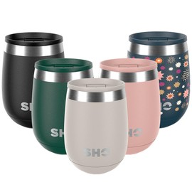 SHO Pacto - Ultimate Insulated Stainless Steel Reusable Coffee Cup & Stemless Wine Tumbler - 4 Hours Hot, 8 Hours Cold - 360ml - BPA Free (Soft Taupe, 360ml)