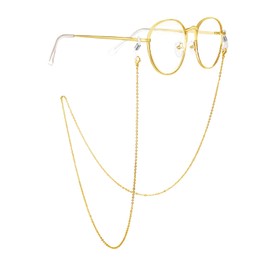 Elkuaie Glasses Chains for Men and Women, Hanging Neck Glasses Ropes, O-shaped Chains, Fashionable Hanging Necklaces, Glasses Accessories, Suitable for Sunglasses, Sunglasses, Frames, gold