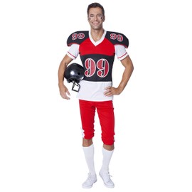 Football Player Costume Mr Costumes Men's Carnival Rot Black White - red/black/white, 60