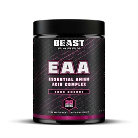 Beast Pharm EAA Amino Acids, 30 Servings Enhanced BCAA Powder | Sour Cherry