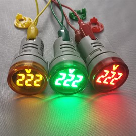 Gebildet 22 mm AC Voltage Display Digital LED Display Voltmeter AC 60V-500V Voltage Meter Monitor 110V 220V 380V Voltage Detector Green Red Yellow Signal Indicator Lamp
