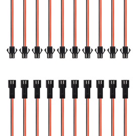 20 Gauge Silicone JST SM Connectors Plug, SIM&NAT 5.9 inches Male Female 2 Pins EL Wire Cable, 10 Pairs