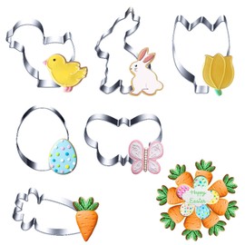 6 Stück Ausstechform Ostern Set, Ausstechform Keksausstecher Ostern, Osterhasen, Deko Eier, Blume, Schmetterling, Küken, Karotte, Ostern Plätzchenausstecher für Ostern Prägefräser
