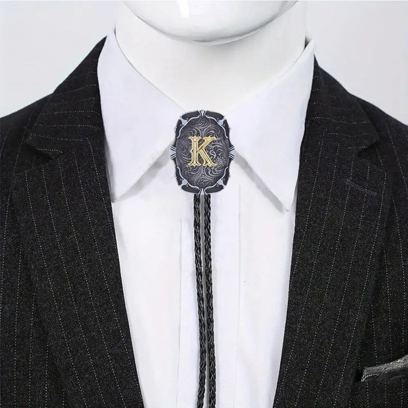 Btilasif Bolo Tie for Men, Initial Letter A-Z Western Cowboy
