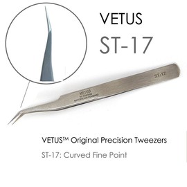 VETUS Precise Curved ST-17 Tweezers For Eyelash Extensions (One tweezers)
